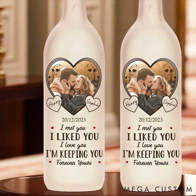 Personalized LED Light Bottle Custom Couple Photo Bottle Lamp I’m Keeping You Forever Yours Custom Anniversary Valentine's Gift for Husband Wife