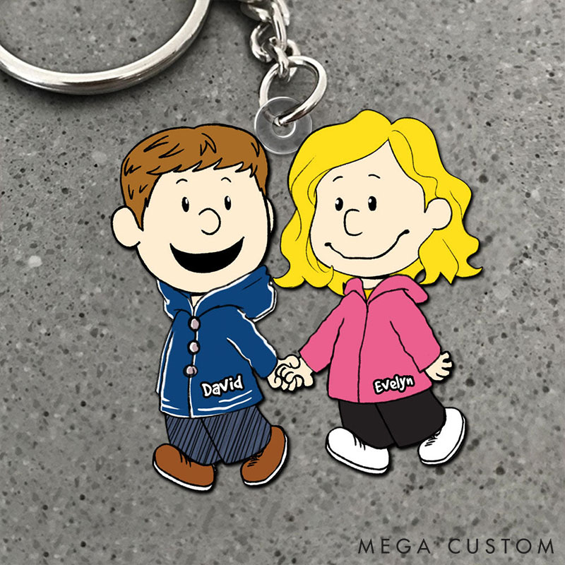 Personalized Couple Keychain Custom Christmas Gifts for Couple Hand In Hand
