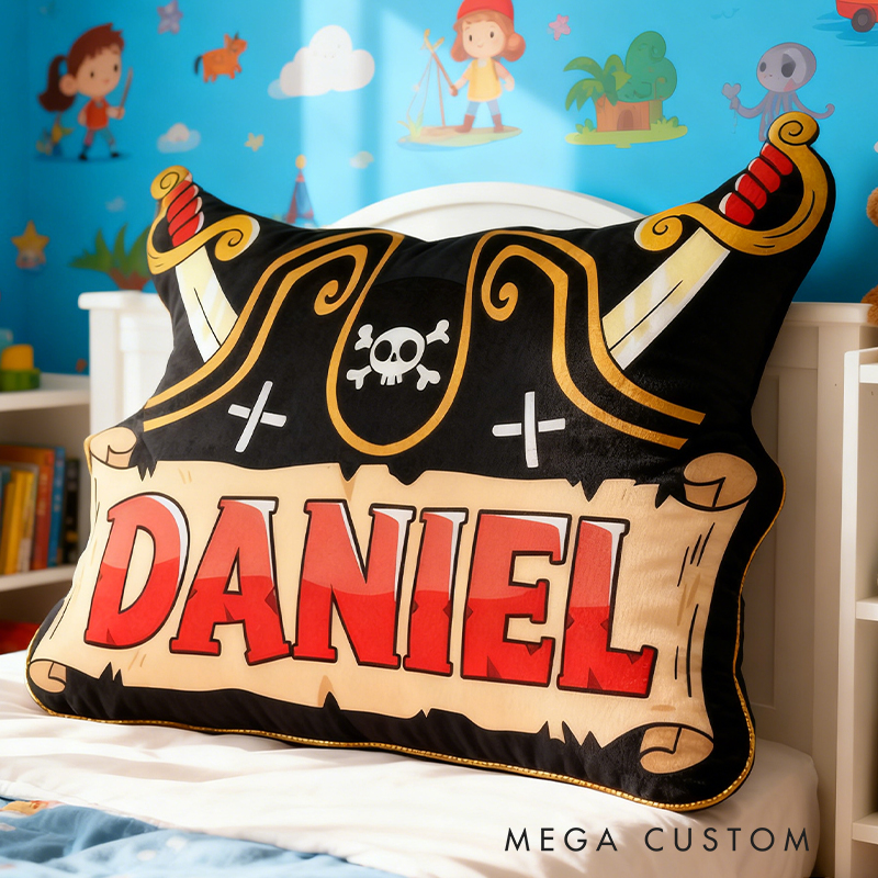 Personalized Graphic 3D Print Pirate Captain Game Shaped Pillow for Game Lovers Plush Pillow Christmas Birthday Gift for Kids
