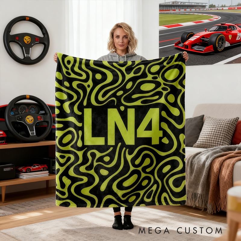 Personalized Racing Blanket Custom Text Car Enthusiast Gift Soft Throw Blanket Racing Decor for Racing Lovers and Fans