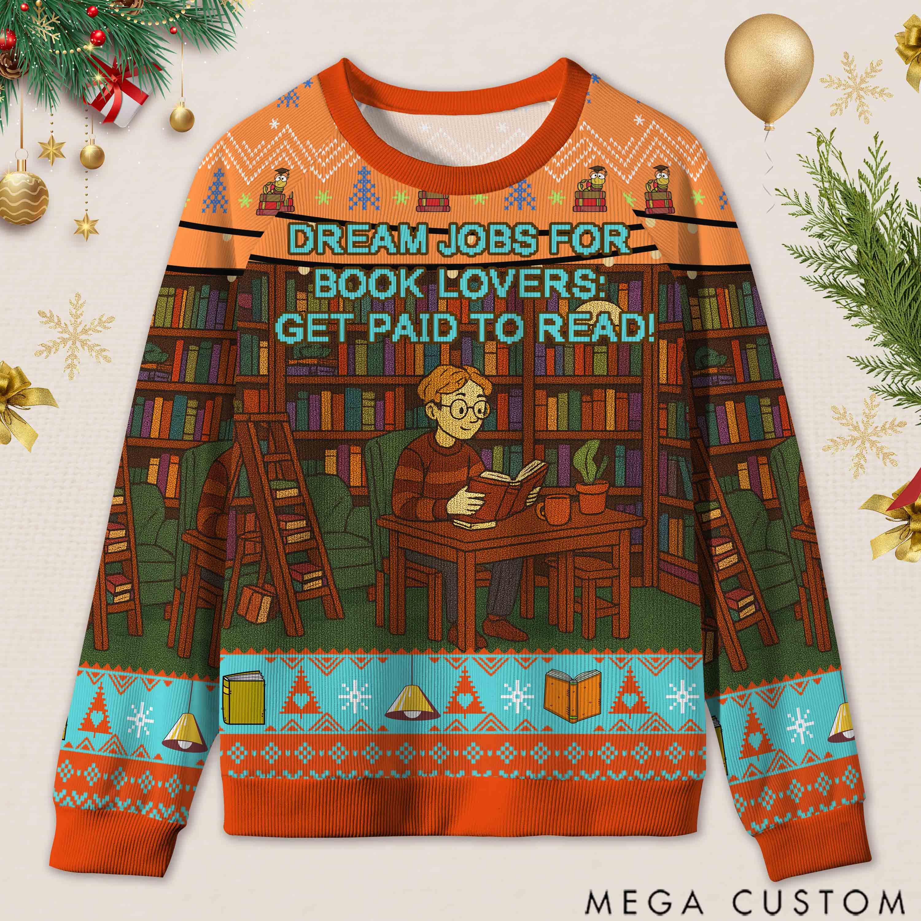 Personalized Freedom to Read Defiant Ugly Sweater Holiday Gift for Librarians