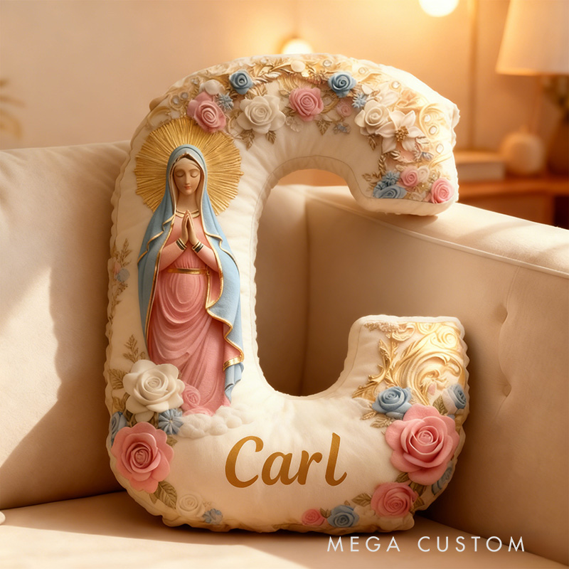 Personalized Hail Mary Full of Grace Letter Pillow Graphic 3D Print Pillow with Name Home Decor Religious Gift Catholic Gift for Women