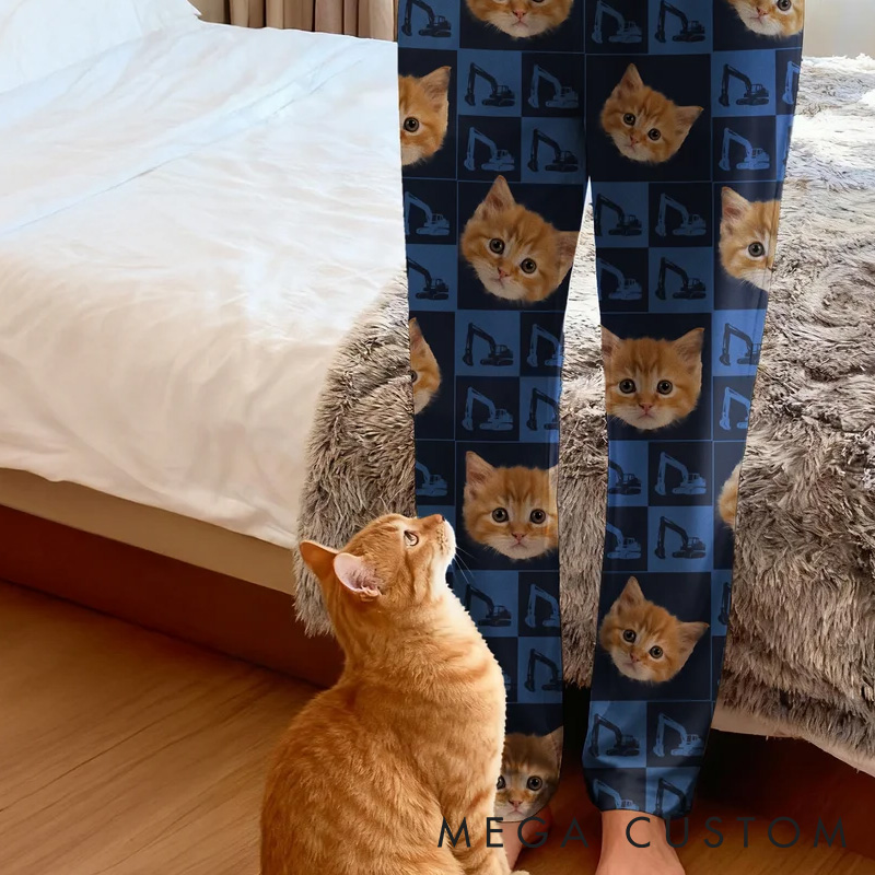 Personalized Pet Lover Custom Photo Paw Prints Christmas Pants Pajamas