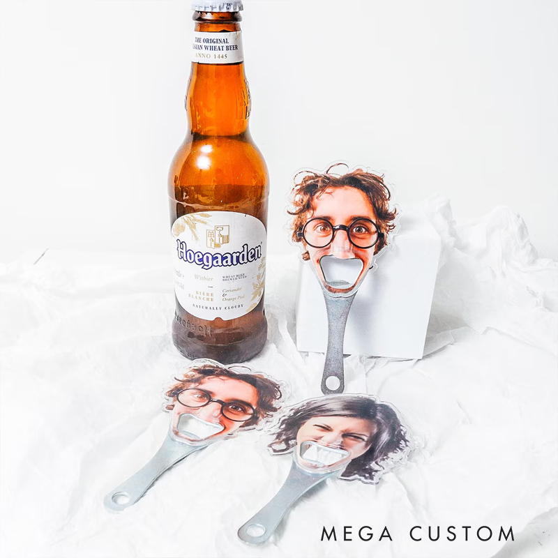 Personalized Funny Avatar Face Photo Bottle Opener with Magnet Fridge Decor Bar Party Wine Accessory Birthday Gift for Friend Drinking Enthusiast