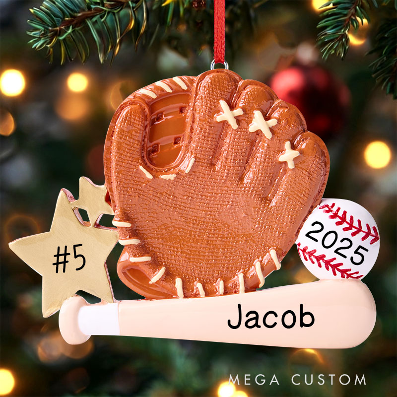 Personalized Baseball Ornament Baseball Glove Ornament Custom Tee Ball Christmas Ornaments