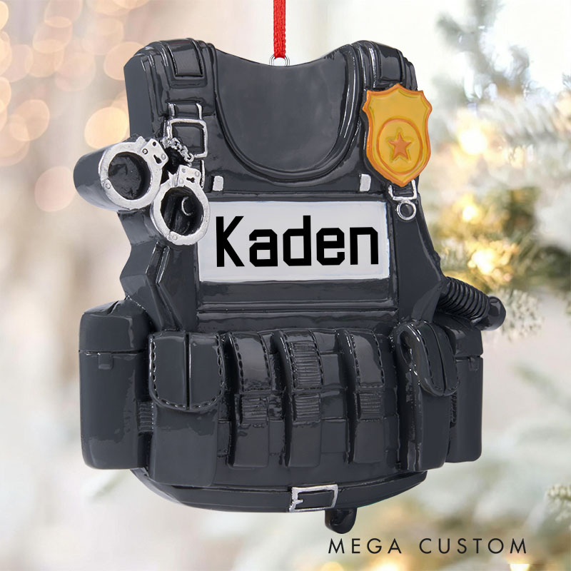 Custom Name & Number Police Ornament Police Officer Christmas Ornament Police Uniform Ornament Christmas Holiday Ornament Police Gift