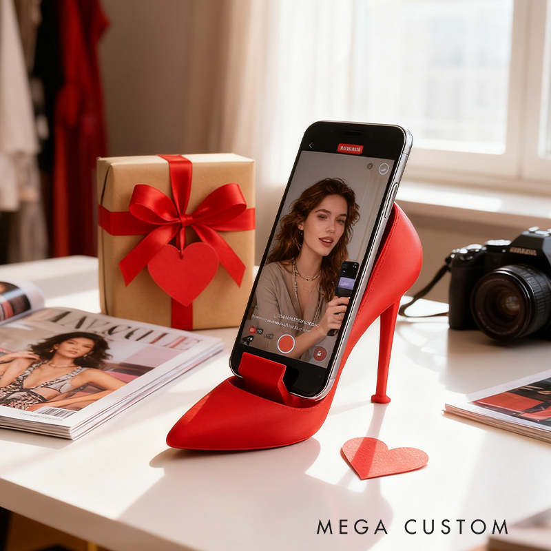 Red High Heel Phone Stand - Stylish Heel Shaped Holder for Smartphones, Valentine’s Gift & Desk Decor