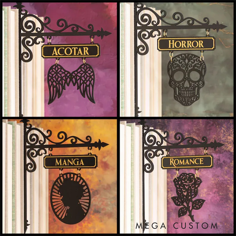 Personalized Handcrafted Bookshelf Dividers, Tavern Bookshelf Signs, Home Library Decor, Book Gift, Library Organizers, Reader Gift
