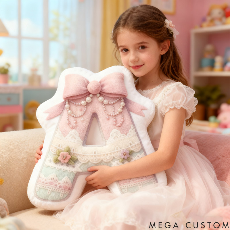 Personalized Flower Girl Lace Floral Graphic 3D Printed 26 Letters Pillow Custom Girl friend Initials Cushion Valentines Day Christmas Gift for Her