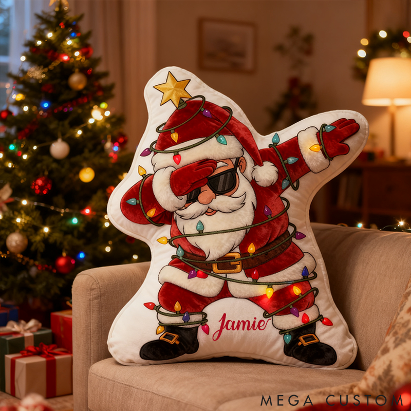 Personalized Dabbing Santa Pillow Custom Cool Christmas Santa Throw Pillow Holiday Vibes Decor Pillow Christmas Gift Home Decor