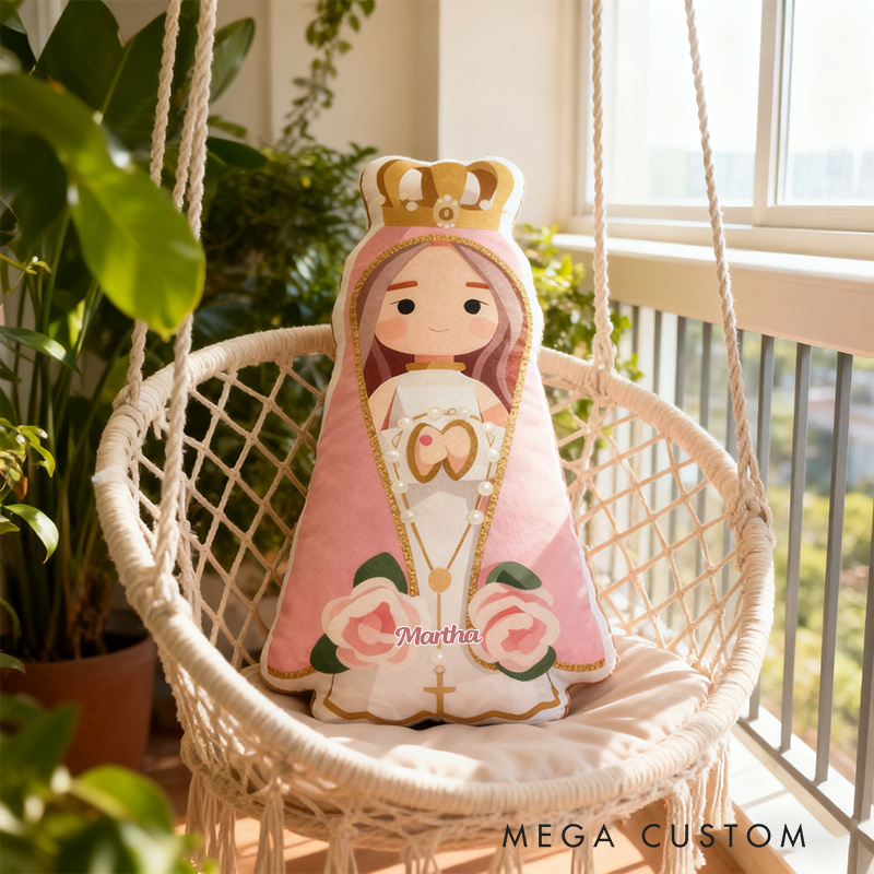 Personalized Virgin Mary Floral Pillow with Custom Name Religious Home Decor Catholic Prayer Gift for Girls Graphic 3D Print Pillow