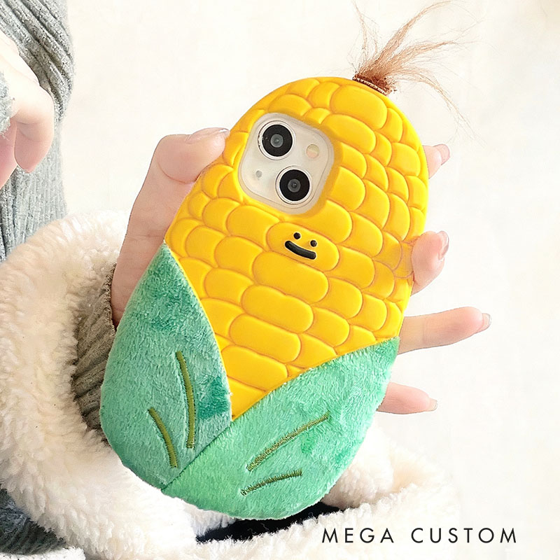 3D Corn Cute Silicone Stand Phone Case Cover for Apple iphone 16 15 14 13 Pro Max