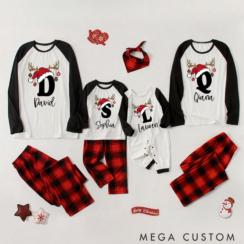Personalized Personalized Matching Family Christmas Pajama Set Reindeer Pajamas for Family