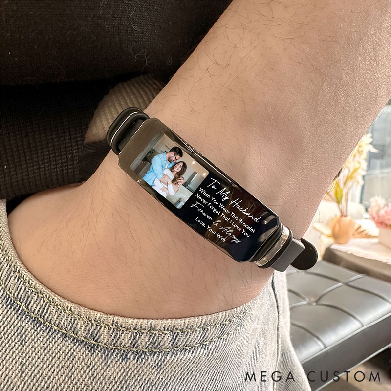 Personalized Couple Photo Bracelet Custom To My Husband Gift I Love You Forever Always Anniversary Valentines Gift Bracelet for Husband