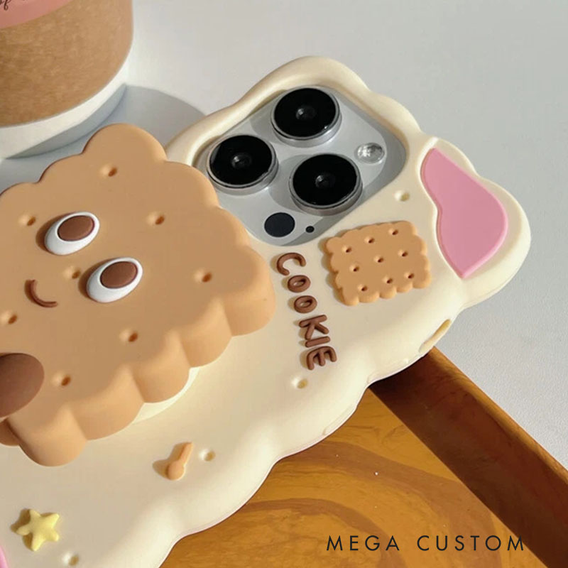 3D Cookie Silicone Protective Phone Case Cover for iPhone 16 15 14 13 Pro Max