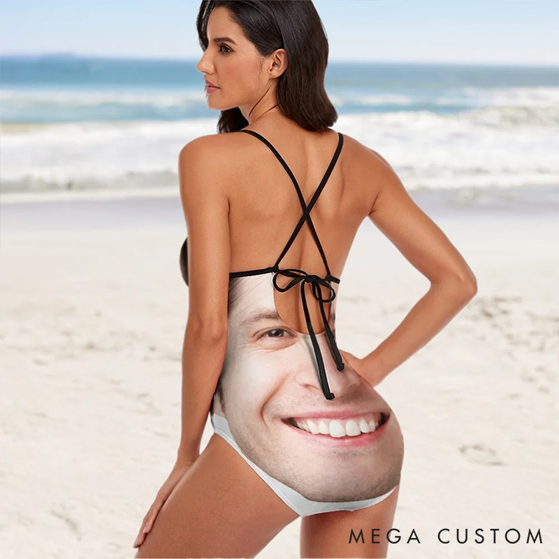 Personalized Man Face Photo One-Piece Swimsuit for Women Custom Girlfriend Wife Swimsuit Valentines Day Gift for Her Summer Vacation Beach Essential