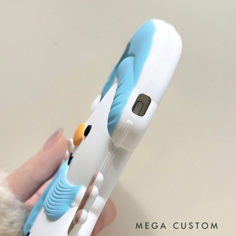 Winter Snowman Blue 3D Cute For iPhone 16 15 14 13 Pro Max Silicone Phone Case Cover
