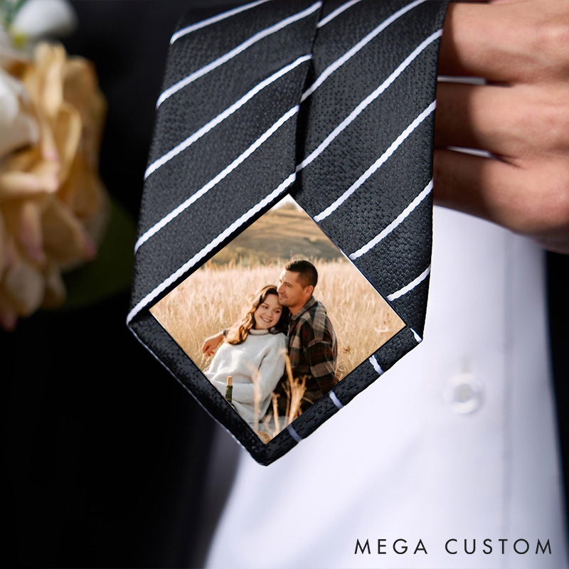 Personalized Photo Tie Patch Custom Tie Picture for Husband Wedding Tie Photo Patch Valentine's Gifts for Husband Boyfriend