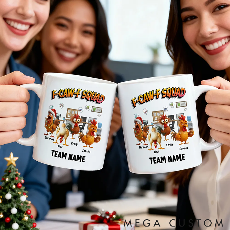 Personalized Pet Lover F Caw F Squad Funny Chicken Staff Mugs