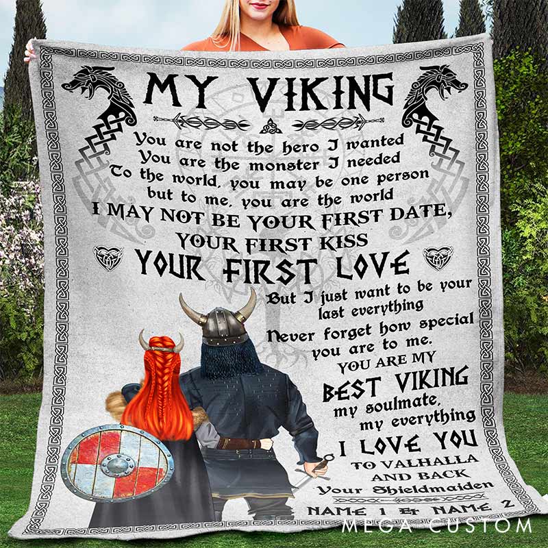 Personalized You Are My Best Viking Blanket Custom Names Viking Couple Gifts for Couple for Wife Husband Valentine's Gifts for Girlfriend boyfriend