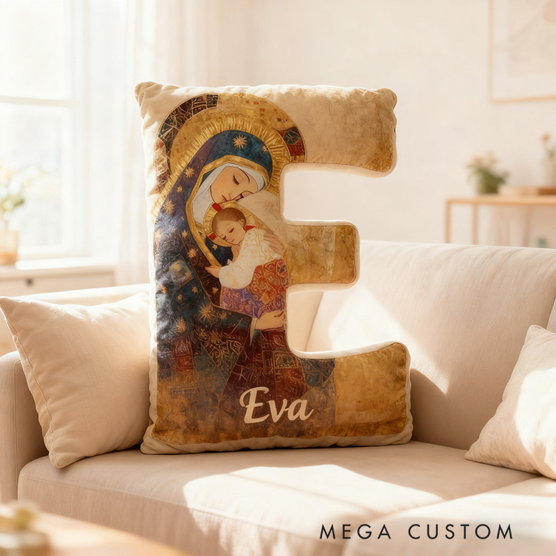 Personalized Our Lady of Guadalupe Baby Jesus Letter Pillow with Custom Name Religious Home Decor Catholic Gift for Her Graphic 3D Print Pillow