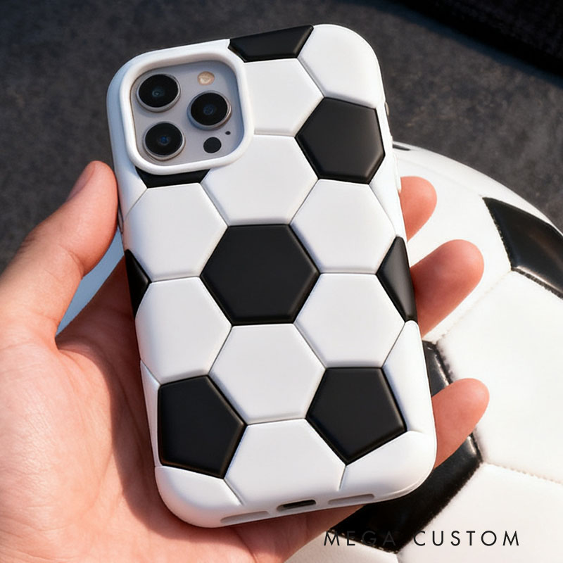 Soccer Ball 3D for iPhone 17 16 15 14 13 Pro Max Silicone Phone Case Cover