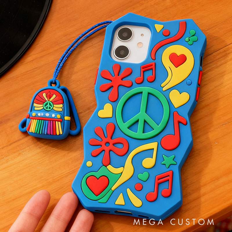 Hippie 3D for iPhone 17 16 15 14 13 Pro Max Silicone Phone Case Cover Blue