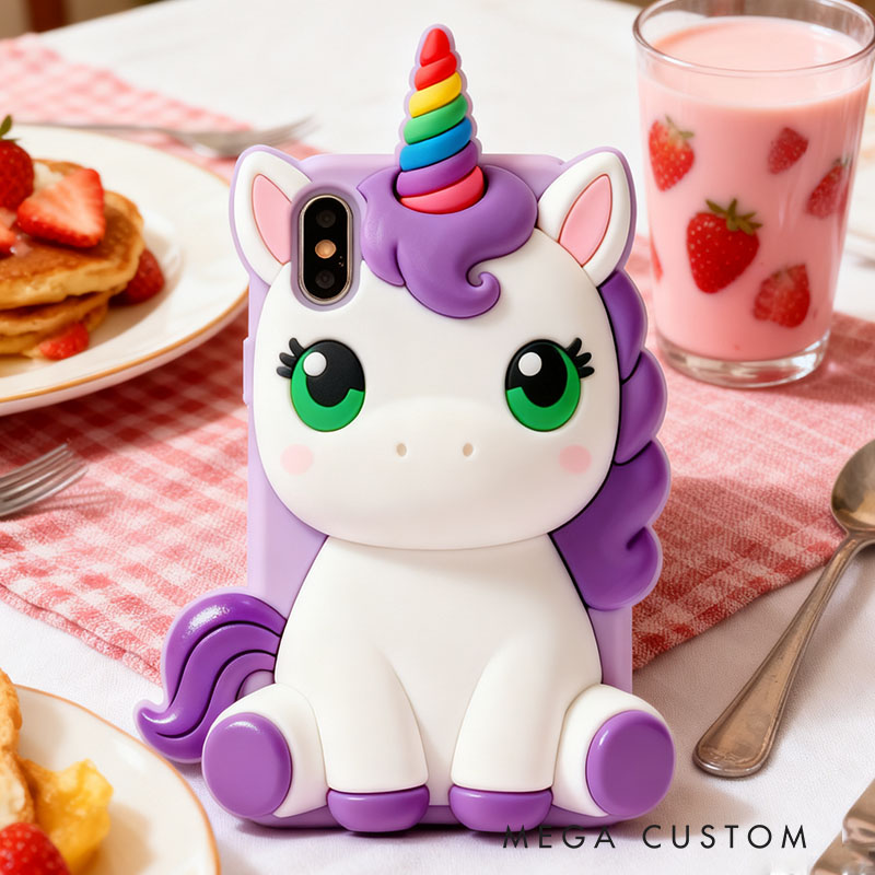 Purple Dream Horse 3D for iPhone 17 16 15 14 13 Pro Max Silicone Phone Case Cover