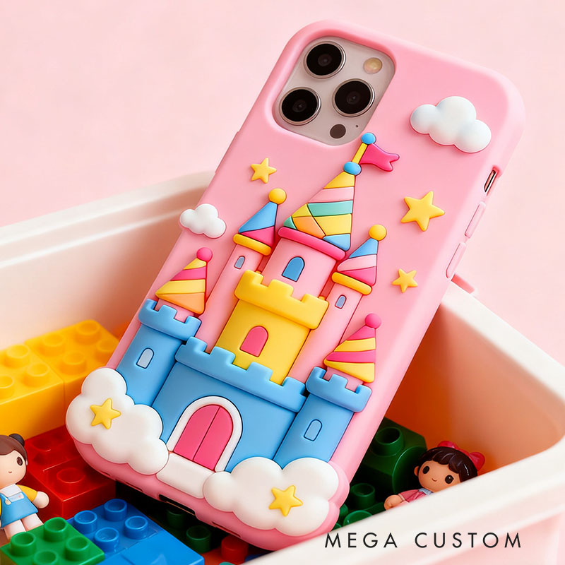 Cartoon Castle 3D for iPhone 17 16 15 14 13 Pro Max Silicone Phone Case Cover