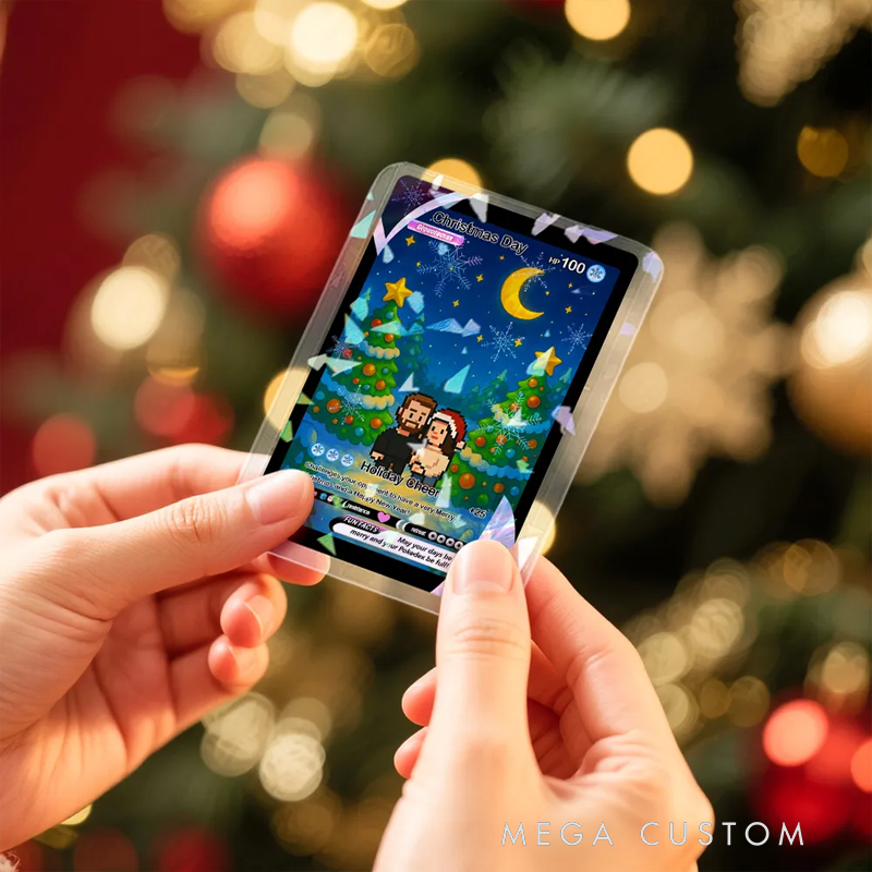 Personalized Custom Merry Christmas Card Present for Family Turn Your Photo into a Unique Collectible Pixel Man Style Card Xmas Gift