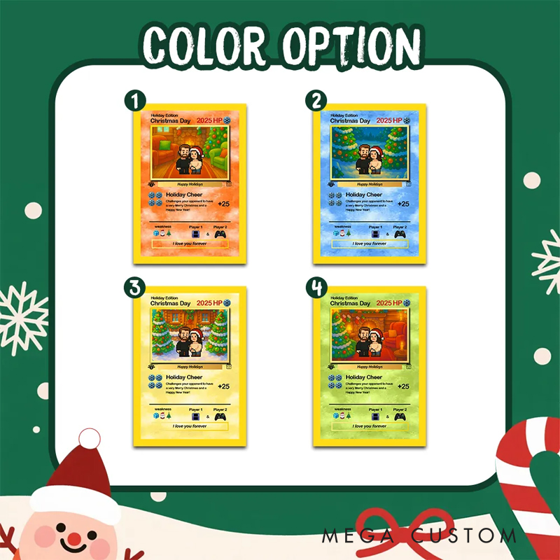 Personalized Custom Merry Christmas Card Present for Family Turn Your Photo into a Unique Collectible Pixel Man Style Card Xmas Gift