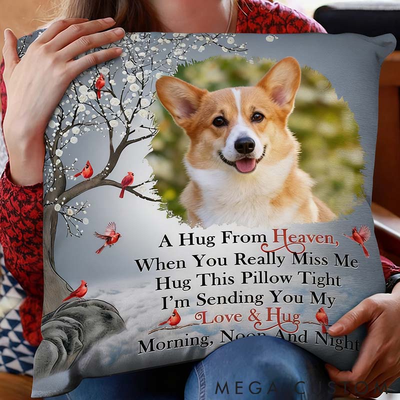 Personalized Pet Lover Custom Photo Custom Photo A Hug From Heaven Throw Pillows