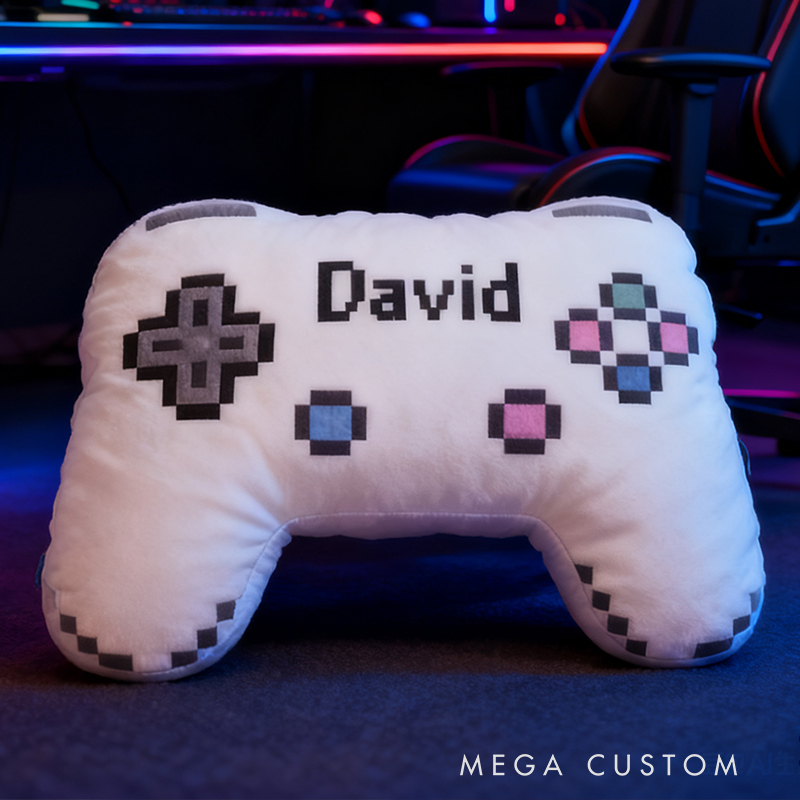 Personalized Retro White Game Controller Shaped Pillow for Game Lovers Plush Pillow Christmas Birthday Party Gift for Kids