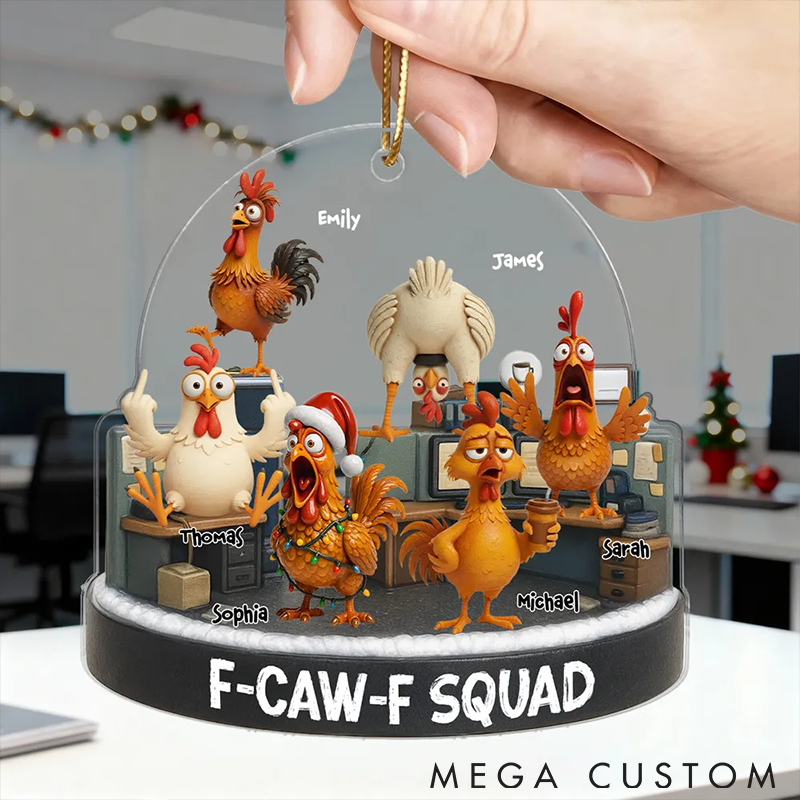 Personalized Pet Lover F Caw F Squad Funny Chicken Staff Ornament
