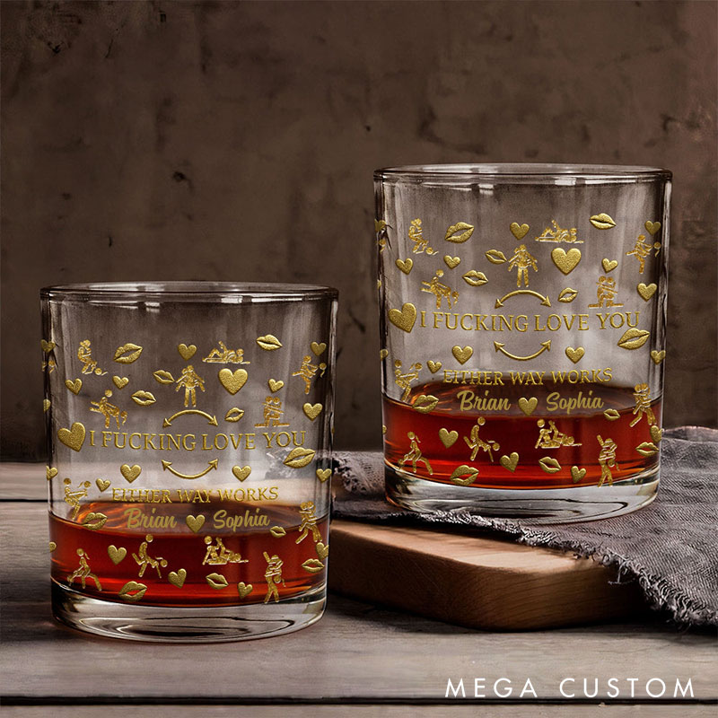 Personalized Couple Whiskey Glass I F*cking Love You Love Position Whiskey Glass Custom Valentine Whiskey Glass for Husband Boyfriend