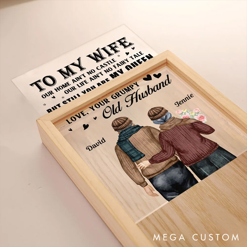 Personalized Frame Light Box Custom My Queen Forever Wooden Plaque Valentines Gift for Wife Frame Light Box for Her Anniversary Gift 