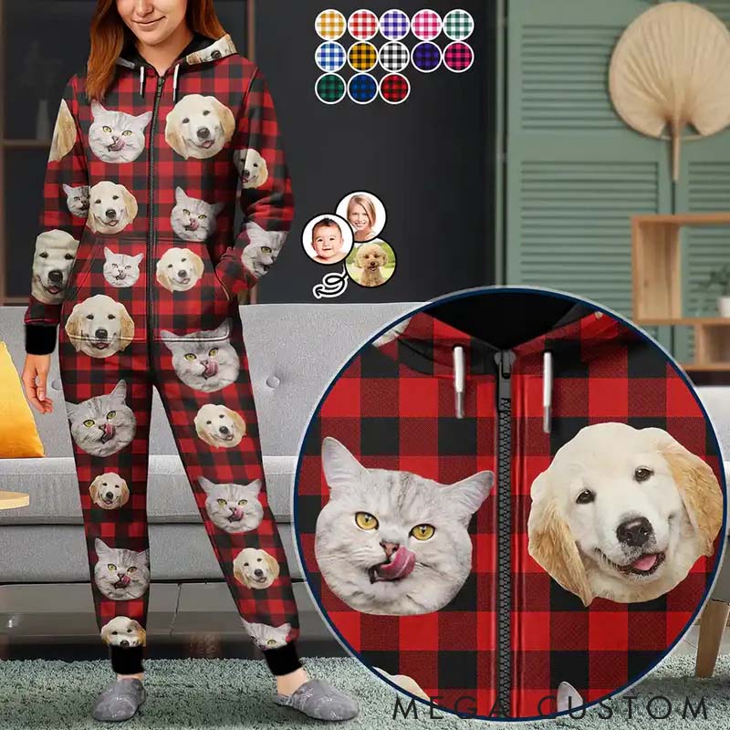 Personalized Pet Lover Custom Photo Funny Dog Cat Pet Human Face Adult Onesie