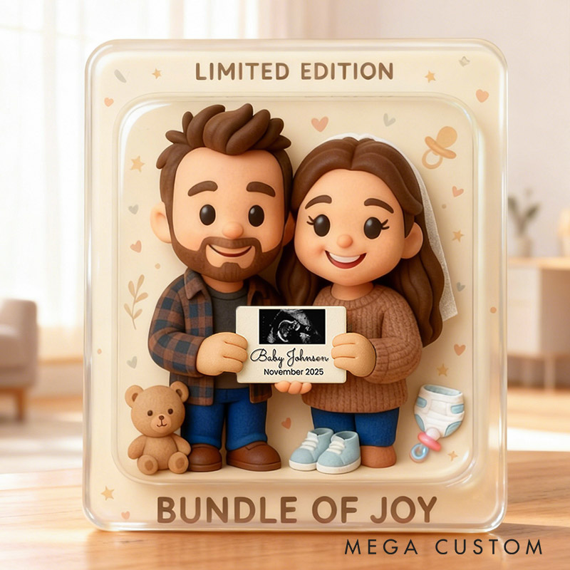 Personalized Couple Photo Figure Portrait Pregnancy Announcement Acrylic Plaque Baby Reveal Figure Toy Graphic 3D Print Plaque Baby Ultrasound Photo