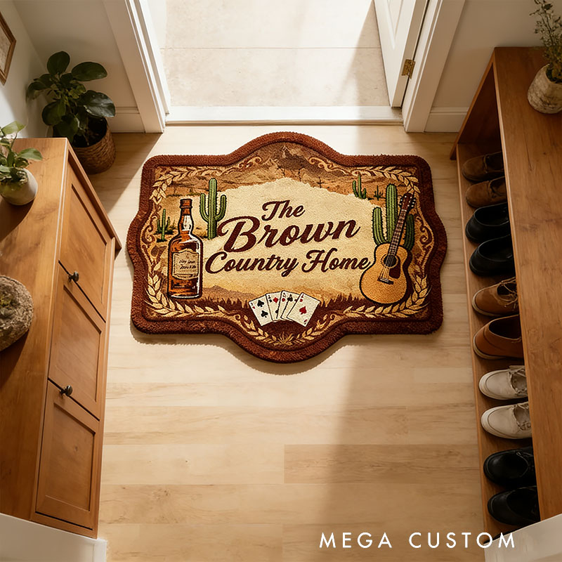 Personalized West Cowboy Guitar Home Doormat Country Music Home Doormat Custom Family Doormat New Home Gift Housewarming Gift Closing Gifts First Home Gifts Home Decor