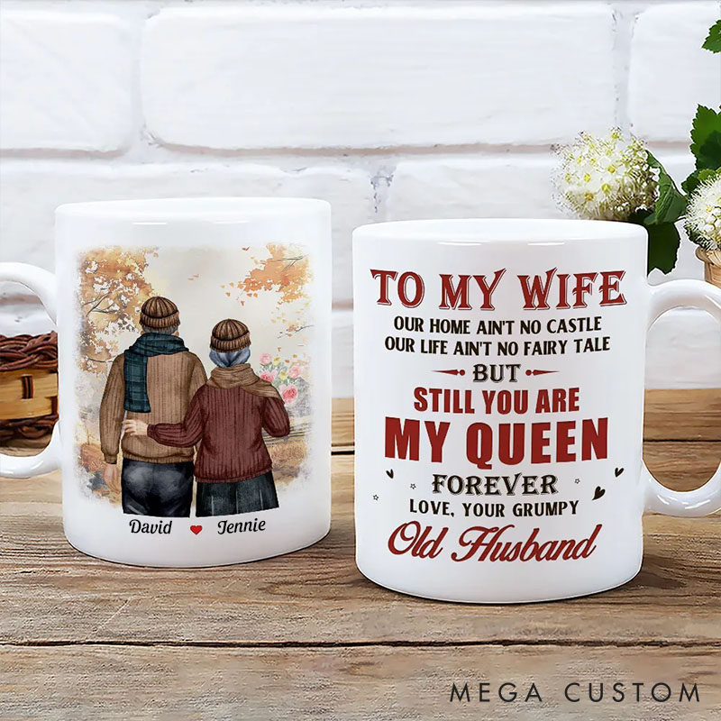 Personalized Mug for Wife My Queen Forever Custom Coffee Mug for Wife Anniversary Valentine's Cup for Woman Gift from Husband