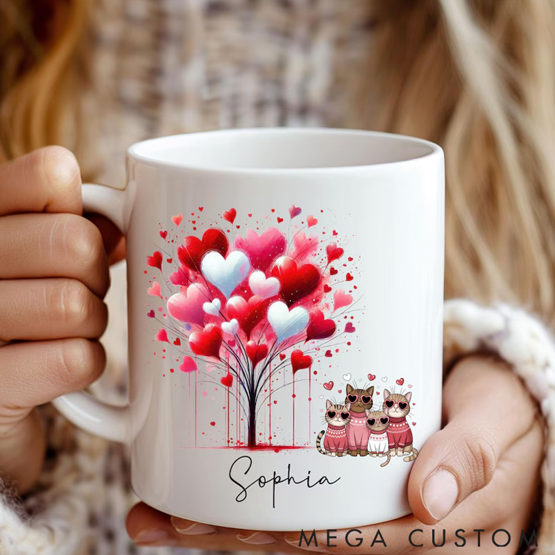 Personalized Cat Lover Custom Name Mug Valentines Day Rugs