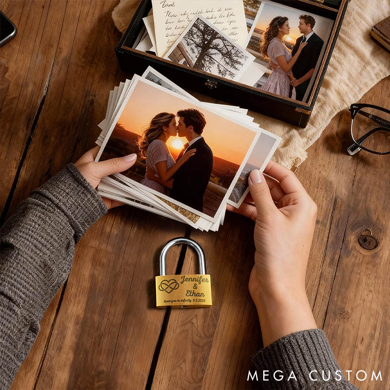 Personalized Couple Ring Heart Brass Love Padlock with Name and Text Valentine's Day Brass Padlock for Him Her Wedding Engagement Anniversary Gift