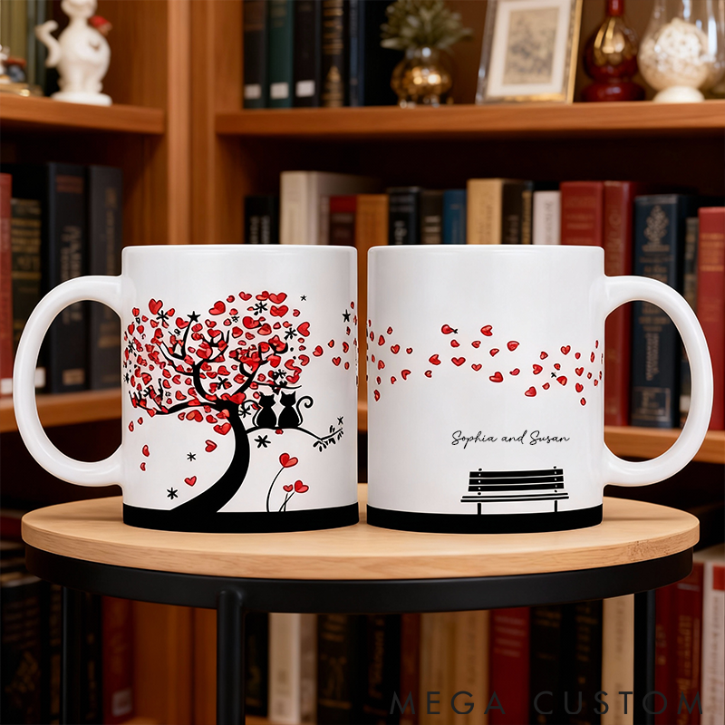 Personalized Cat Lover Cats in Love Scene Sublimation Designs Mugs