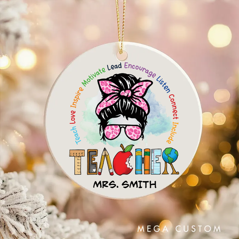 Personalized Teacher Christmas Ornament Best Teacher Ever Apple Teacher Appreciation Ornament Gift
