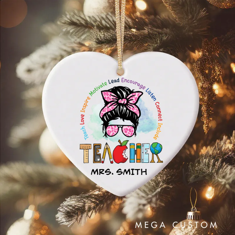 Personalized Teacher Christmas Ornament Best Teacher Ever Apple Teacher Appreciation Ornament Gift