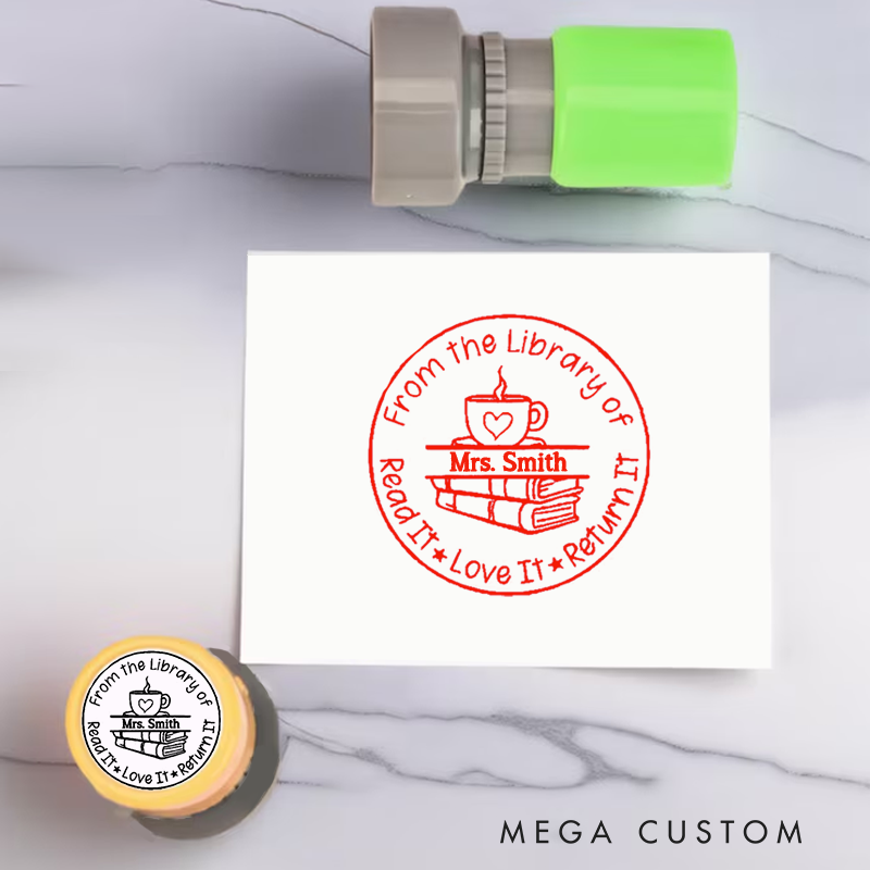 Personalized Teacher Stamps Read It Love It Return It Coffee Book Design Perfect Teacher Appreciation Gift