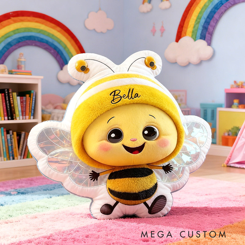 Personalized Cute Bee Pillow Custom Name Cartoon Bee Pillow Soft Cushion for Children 