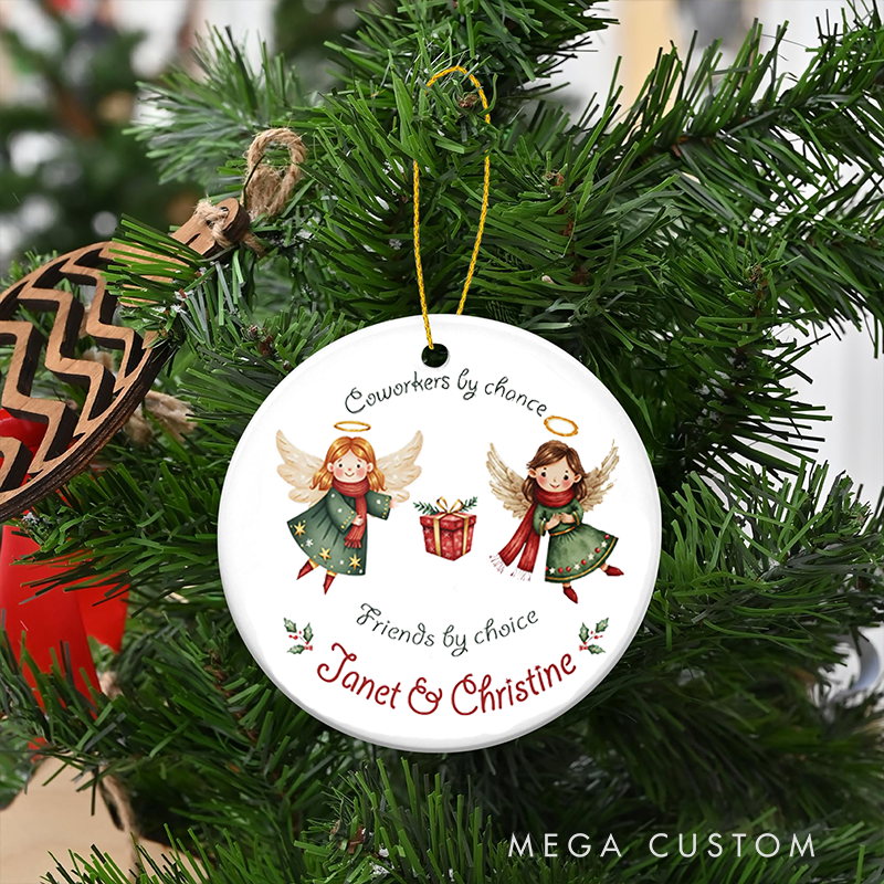 Personalized Christmas Ornament with Angel Design Gift for Coworkers