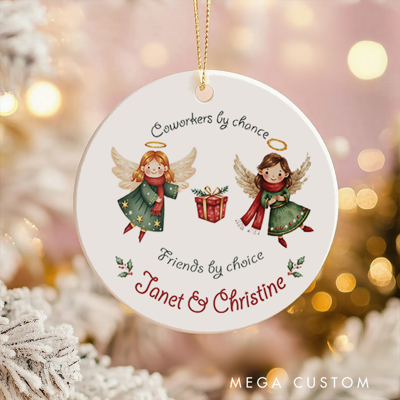 Personalized Christmas Ornament with Angel Design Gift for Coworkers