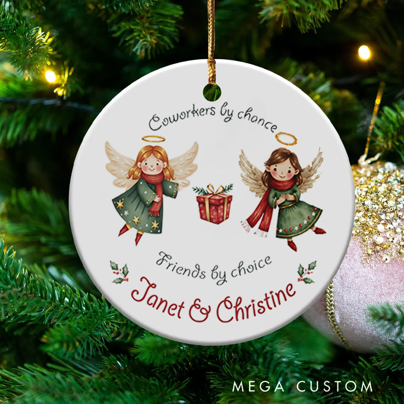 Personalized Christmas Ornament with Angel Design Gift for Coworkers